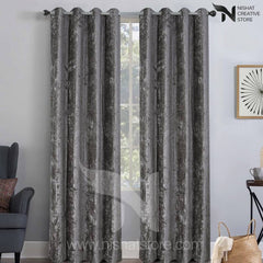 Texture Velvet Curtains Pack of 2  Design 038