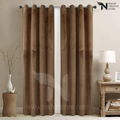 Velvet Curtains Pack of 2 Plain  Design 031